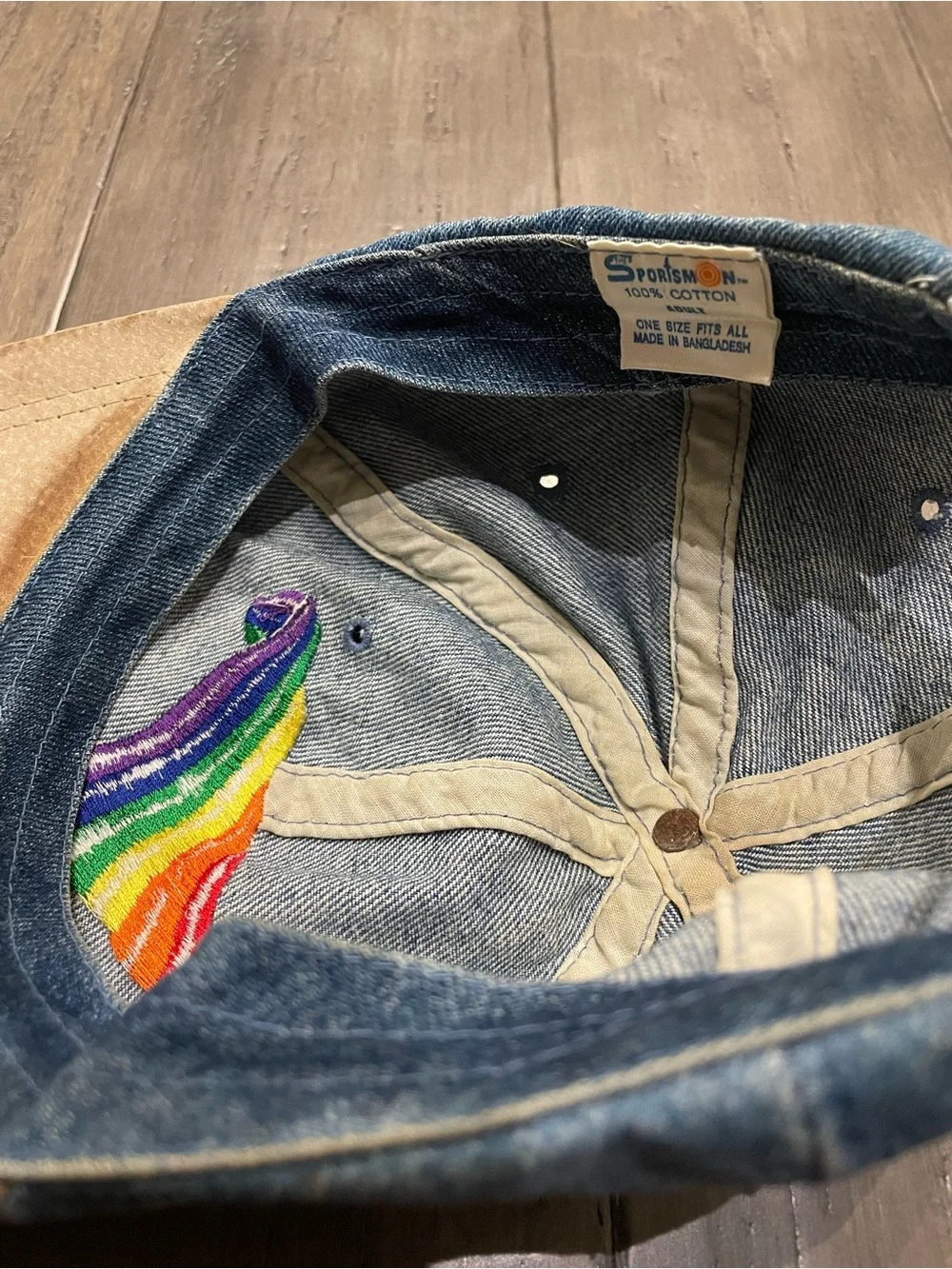 Vintage 90s Rainbow Gay Pride Denim Hat LGBTQ Embroidered Strapback Cap